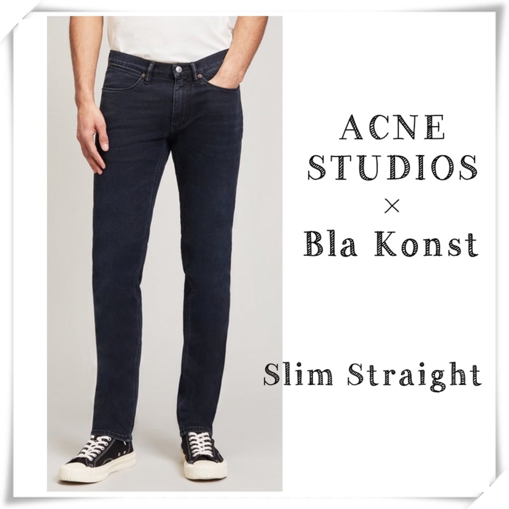 Acne Studious Bla Konst Floragatan 13 Slim Straight Fit Jeans Max Blue Black